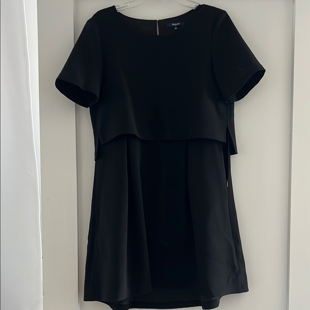 Madewell Black Sheath Midi Dress Crew Neck Short Sleeve